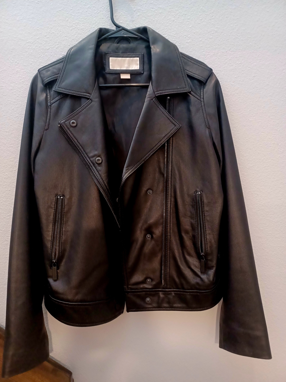 Michael Kors Black Leather Bomber Jacket